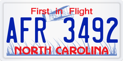NC license plate AFR3492