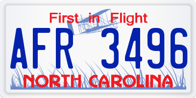 NC license plate AFR3496
