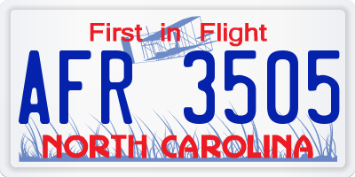 NC license plate AFR3505