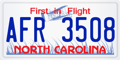 NC license plate AFR3508