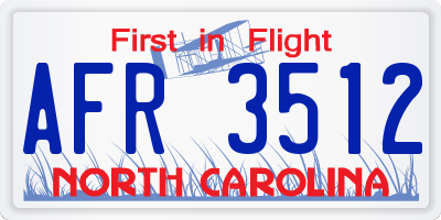 NC license plate AFR3512