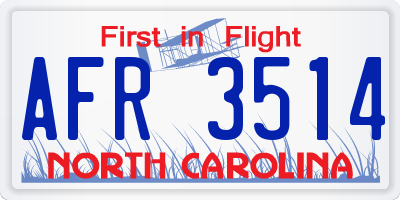 NC license plate AFR3514