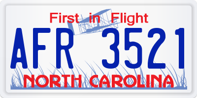 NC license plate AFR3521