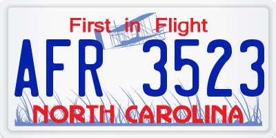 NC license plate AFR3523