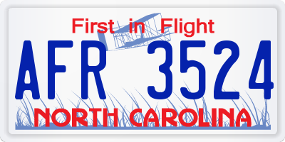 NC license plate AFR3524