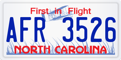 NC license plate AFR3526