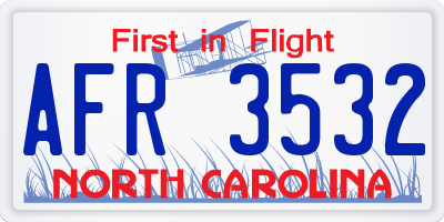 NC license plate AFR3532