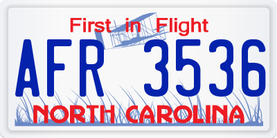 NC license plate AFR3536