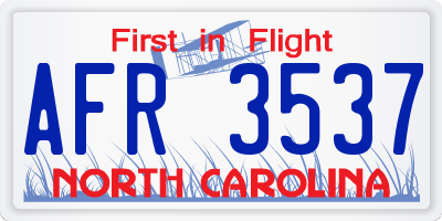 NC license plate AFR3537