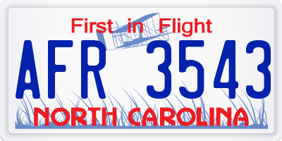 NC license plate AFR3543