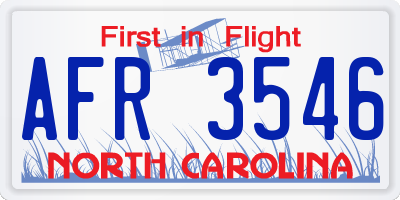 NC license plate AFR3546
