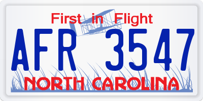 NC license plate AFR3547