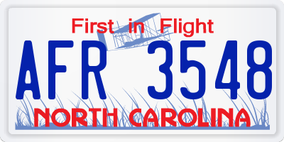 NC license plate AFR3548