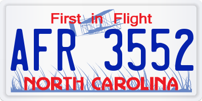 NC license plate AFR3552
