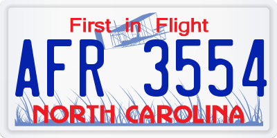 NC license plate AFR3554