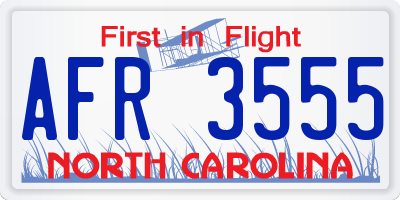 NC license plate AFR3555