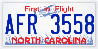 NC license plate AFR3558
