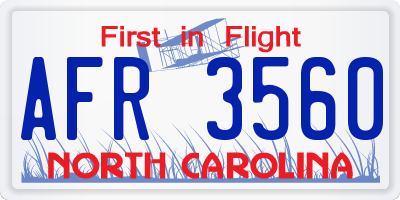 NC license plate AFR3560