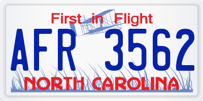 NC license plate AFR3562