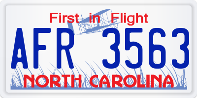 NC license plate AFR3563