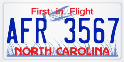 NC license plate AFR3567