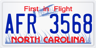 NC license plate AFR3568