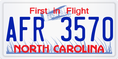 NC license plate AFR3570