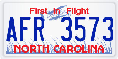 NC license plate AFR3573