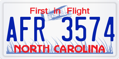NC license plate AFR3574