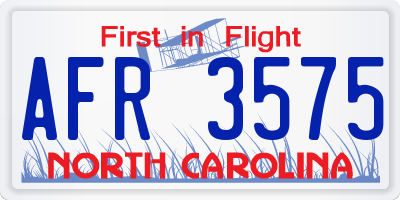 NC license plate AFR3575