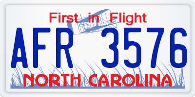 NC license plate AFR3576