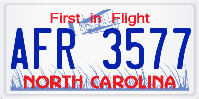 NC license plate AFR3577
