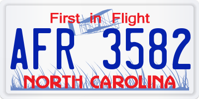 NC license plate AFR3582