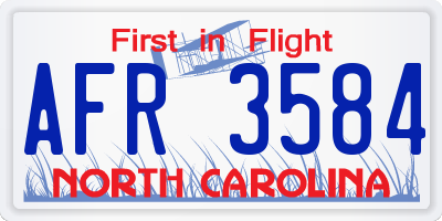 NC license plate AFR3584