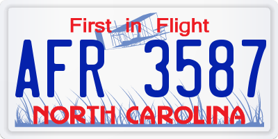 NC license plate AFR3587