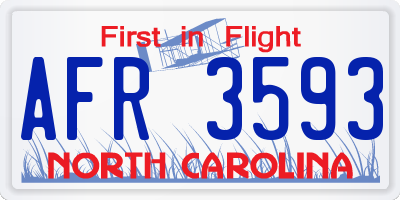 NC license plate AFR3593