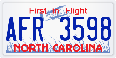 NC license plate AFR3598