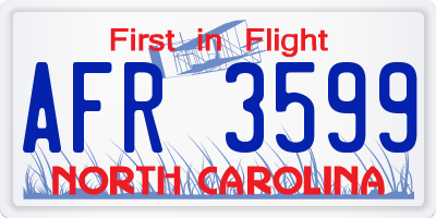 NC license plate AFR3599
