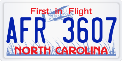 NC license plate AFR3607