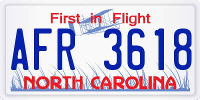 NC license plate AFR3618