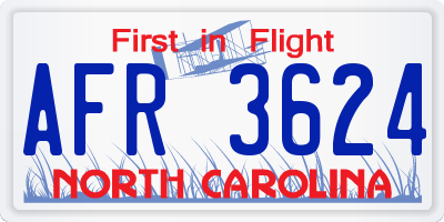 NC license plate AFR3624