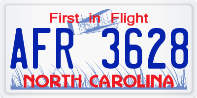 NC license plate AFR3628