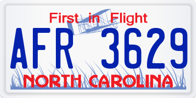 NC license plate AFR3629