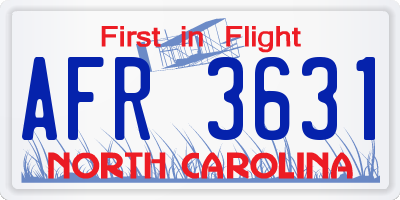 NC license plate AFR3631