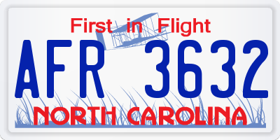 NC license plate AFR3632