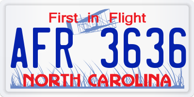NC license plate AFR3636