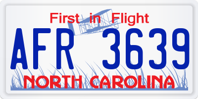 NC license plate AFR3639