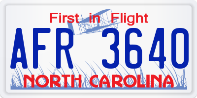 NC license plate AFR3640