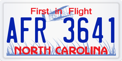 NC license plate AFR3641