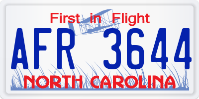 NC license plate AFR3644